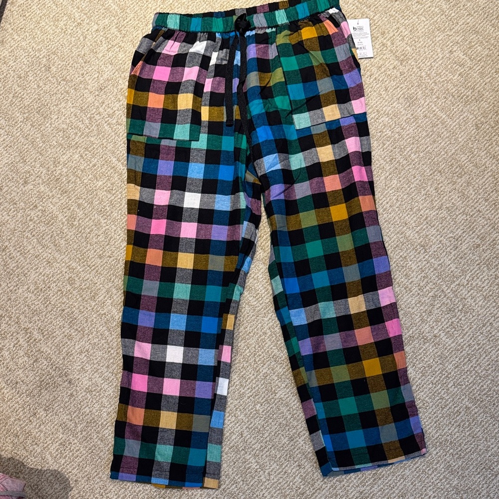 NWT Colorful Checkered Flannel Pajama PJ Pants